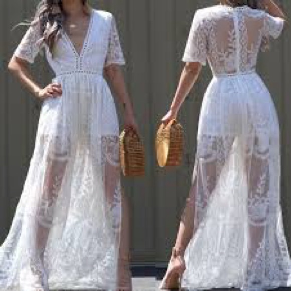 Source Unknown White Lace Maxi Dress - Picture 3 of 6
